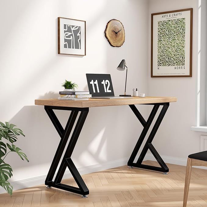 Metal Table Legs 28" H x 20" W Furniture Desk Bench Dining Table Legs with Adjustable Feet Z Shape Heavy Duty Desk Base Set of 2 Black