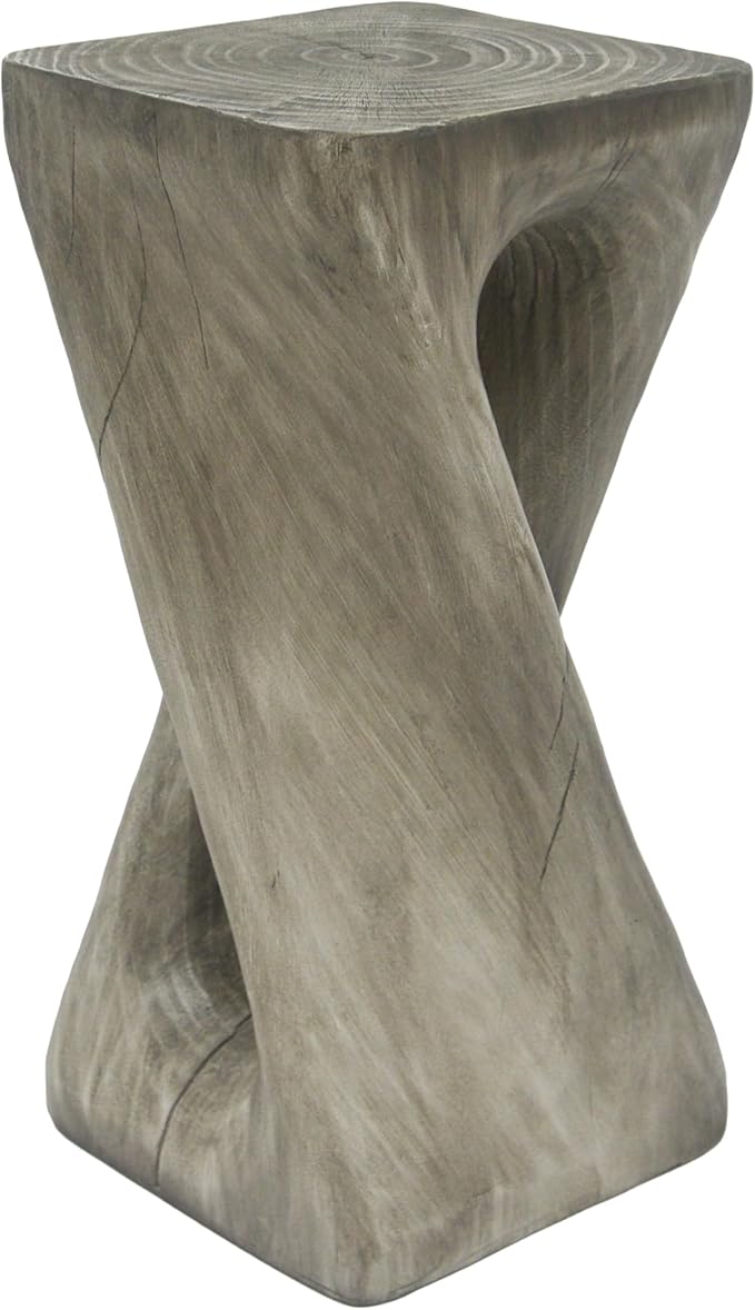 ø12.5'' Square Side Table End Table for Living Room, Modern Farmhouse Style, Magnesium Oxide & Lightweight Concrete Material for Indoor & Outdoor, No Assembly, Wood Grain, Gray