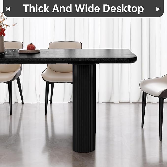 78.97" Rectangular Dining Table, Modern Kitchen Table with Wavy Legs, Home Dining Table for Kitchen, Bar, Restaurant,Living Room, Small Space, Easy Assembly,Black,Table Only