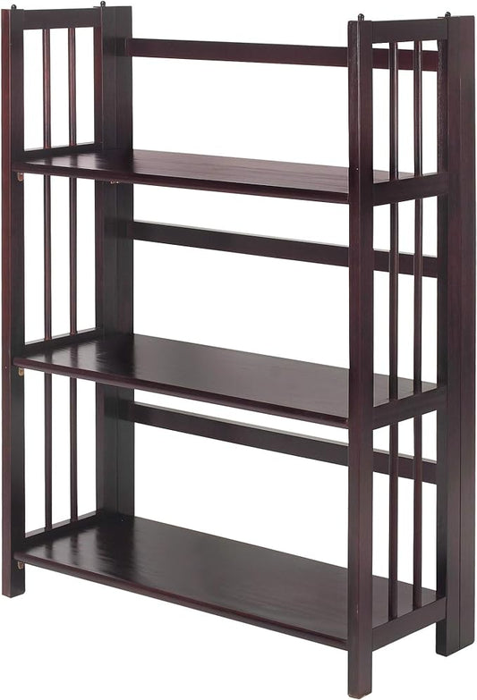 Casual Home 3 Shelf Folding Stackable Bookcase, 27.5" Wide, Espresso