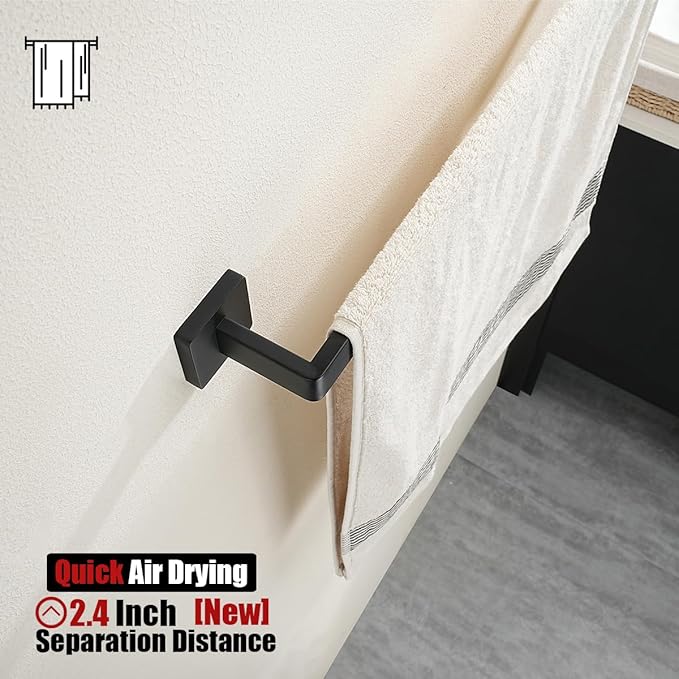 JQK Black Towel Bar, Rounded Edges 32.36 Inch Towel Rack, 304 Stainless Steel Bathroom Wall Mount, Useable Length 30 Inch, TB250L30-PB