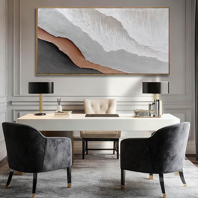 SOUGUAN Textured Home Wall Decor Gray and White Canvas Painting Abstract Art Posters 24"x48" Kitchen Artwork Pictures for Office