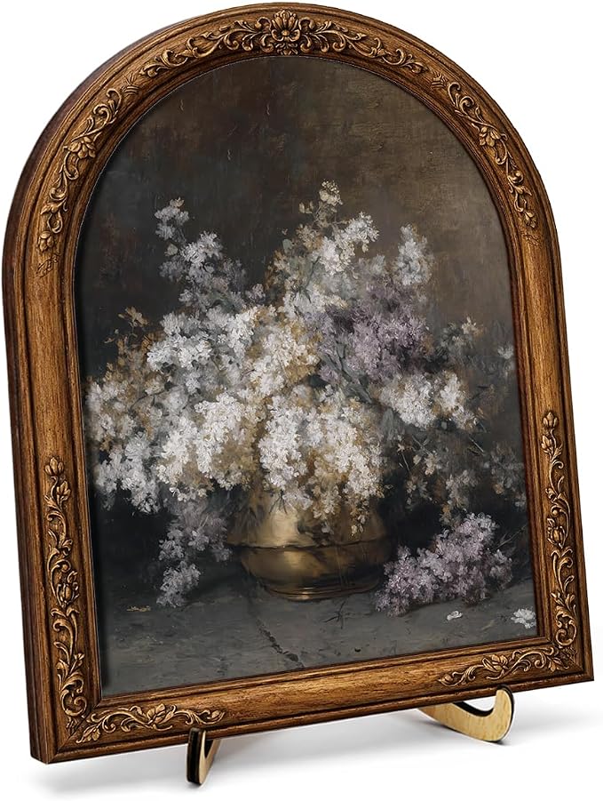 French Country Floral Wall Art Sign for Home Decor, Vintage Flower Arch Wooden Tabletop Plaque, Elegant Farmhouse Shelf Accent, 8x10 Inch
