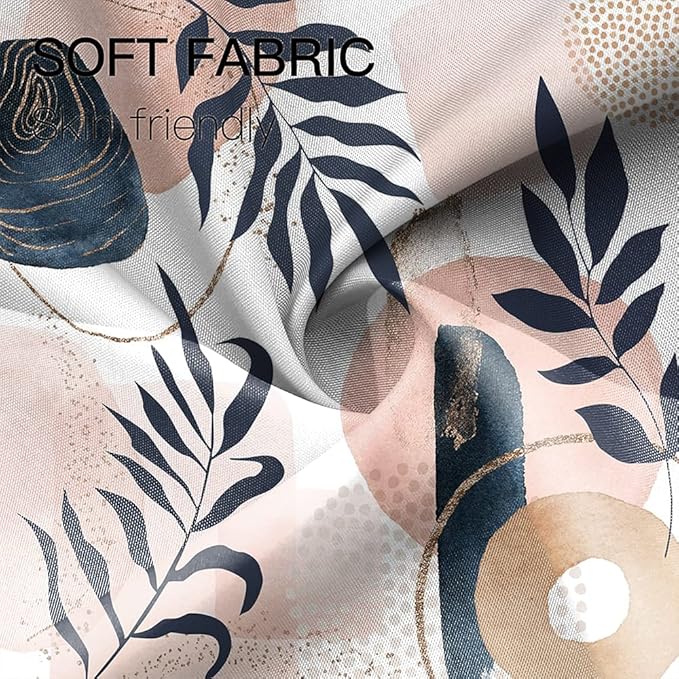 Abstract Boho Shower Curtain Mid Century Eucalyptus Leaves Botanical Pink Chic Pattern for Women Minimalist Bathroom Decor Accessories Shower Curtain Set with 8 Hooks, 48x72 Inches