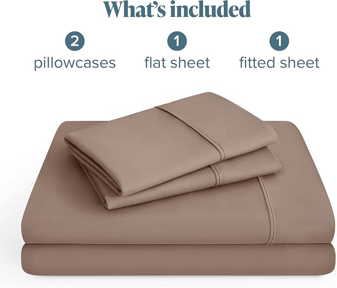 Bare Home Short Queen Sheet Set - 1800 Ultra-Soft Microfiber Bed Sheets - Double Brushed - Deep Pockets - Easy Fit - 4 Piece Set - Bedding Sheets & Pillowcases (Short Queen, Taupe)
