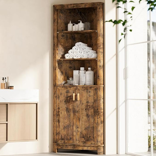 69'' Tall Narrow Storage Cabinet with Adjustable Shelf and Door, Bathroom Storage Cabinet, Space Saver for Bathroom, Kitchen, Living Room, Dark Brown