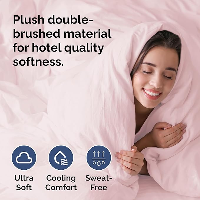 Duvet Cover Full Size - Extra Soft Full Size Duvet Cover - Lightweight & Breathable - Easy Care & Fade Free with Zipper Closures & Ties - 80" x 90" Inches - (Lavender Pink) Comforter Not Included