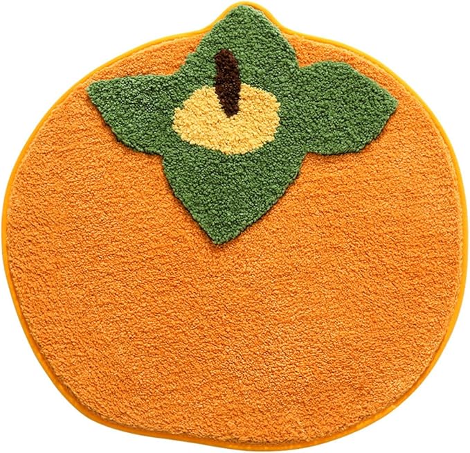 Ankah Fruit Bath Mats Cute Bathroom Rugs, Particularly Absorbent, Very Soft, and Dry Fast That Fits for Kid's Room, Bathroom or Other Room, 21.6" x 22.8", Persimmon