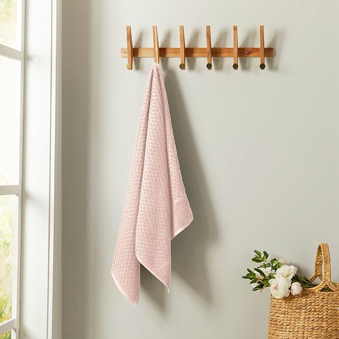 Great Bay Home Pink Hand Towel - 100% Cotton - Absorbent, Durable, Quick-Dry Bathroom Hand Towels (Pink, 26" x 16")