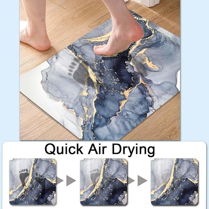 Bath Mat Rug,Gilt Marble Non Slip Quick Dry Super Absorbent Thin Bathroom Rugs Fit Under Door-Easy to Clean Bathroom Floor Mats-Shower Rug for Shower Sink Bathtub(17" x 27.5"in)