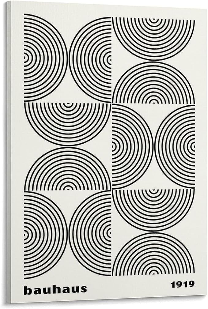 Bauhaus Poster,black And White Print,Abstract Art,Minimalist Canvas Wall Art Print Poster For Home School Office Decor Frame-style 20x30inch(50x75cm)