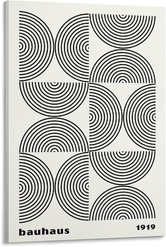 Bauhaus Poster,black And White Print,Abstract Art,Minimalist Canvas Wall Art Print Poster For Home School Office Decor Frame-style 20x30inch(50x75cm)