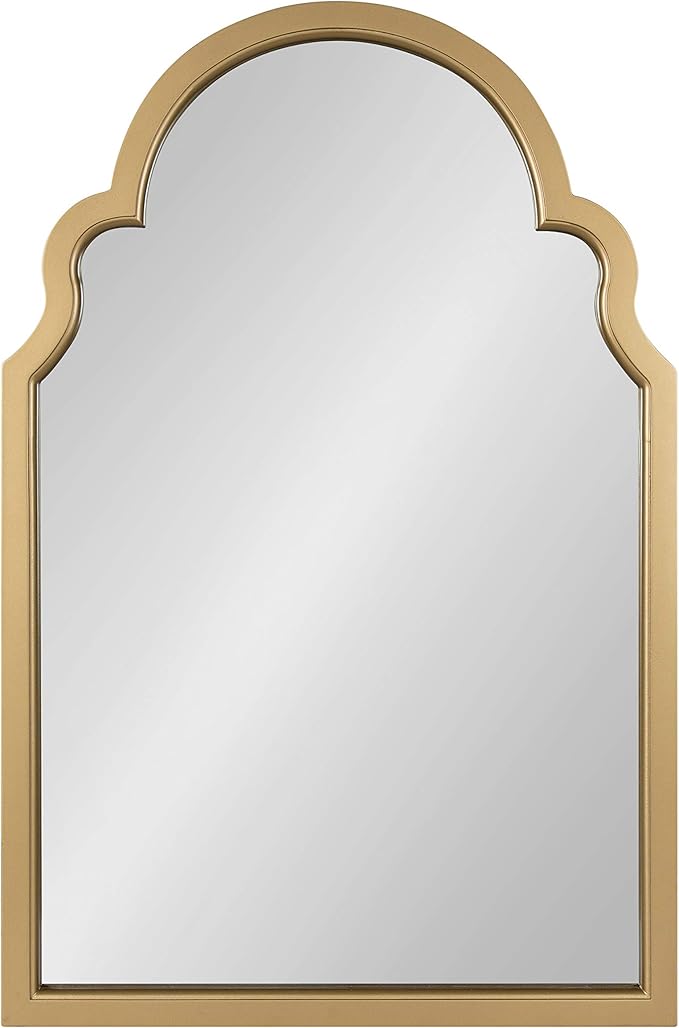 Kate and Laurel Hogan Modern Arched Wall Mirror, 24 x 36, Gold, Glam Moroccan Mirror for Wall