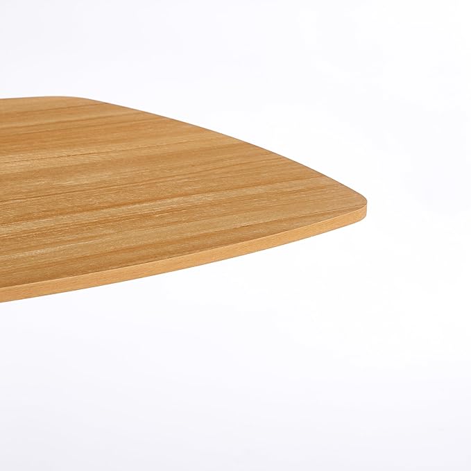 31.5 inches Square Dining Table for 4, Natural Special Kitchen Table with Tulip Shape & Metal Pedestal Base, Mid Century Modern Bistro Tulip Table for Kitchen, Small Space, Cafe