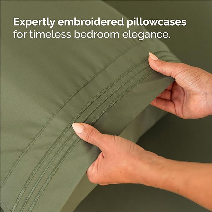 King Size 4 Piece Sheet Set - Comfy Breathable & Cooling Sheets - Hotel Luxury Bed Sheets for Women and Men - Deep Pockets, Easy-Fit, Soft and Wrinkle Free Sheets - Sage Green Oeko-Tex Bed Sheet Set