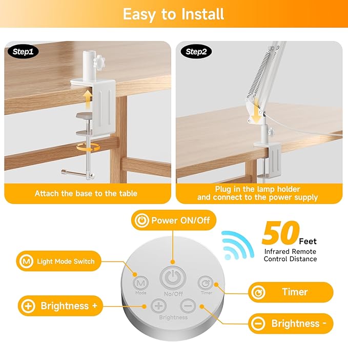 SKYLEO Desk Lamp - LED Desk Light - 5 Color Modes X 11 Brightness Levels, Timmer & Memory Function, Eye Caring, Easy Installation