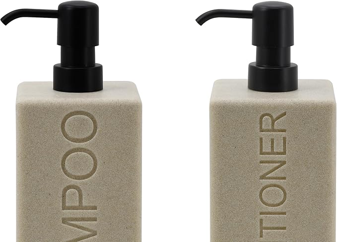Rectangular Resin Dispenser Premium Bathroom Shampoo Conditioner Body Wash Bottle Modern Refillable Pump Design