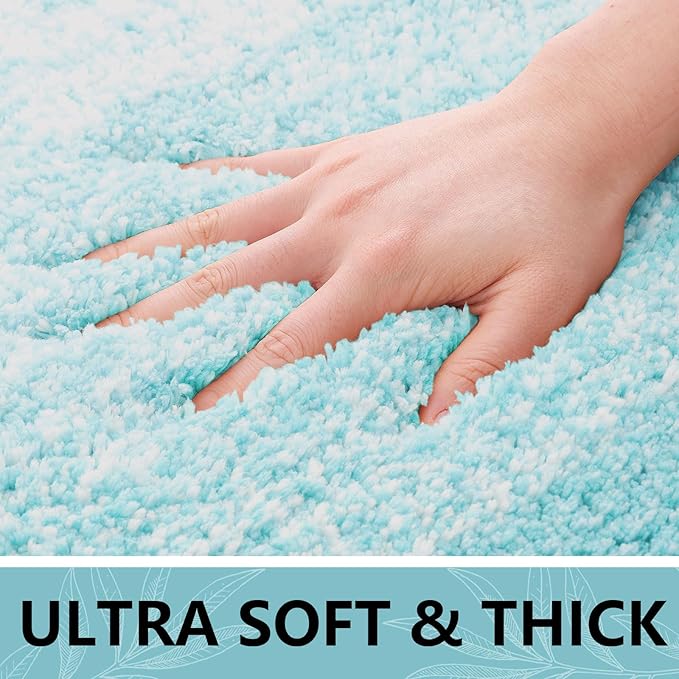 Arotive Microfiber Bathroom Rugs, Shaggy Soft and Absorbent Bath Rug, Non-Slip, Thick Plush Machine Washable Dry Bath Mats for Bathroom, Tub and Shower, 24x16, Sky Blue, Rectangular