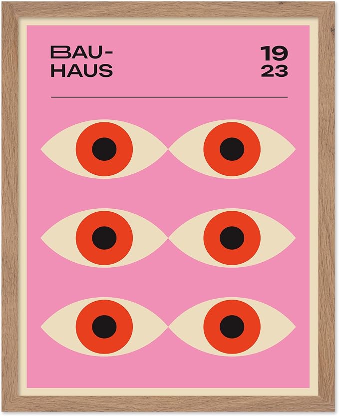 Poster Master Bauhaus Poster - Lavender Evil Eye Print - Geometric Art - Chic Boho Art - Mid Century Modern Art - Contemporary Art - Great Living Room or Bedroom Wall Decor - 8x10 Beige Framed