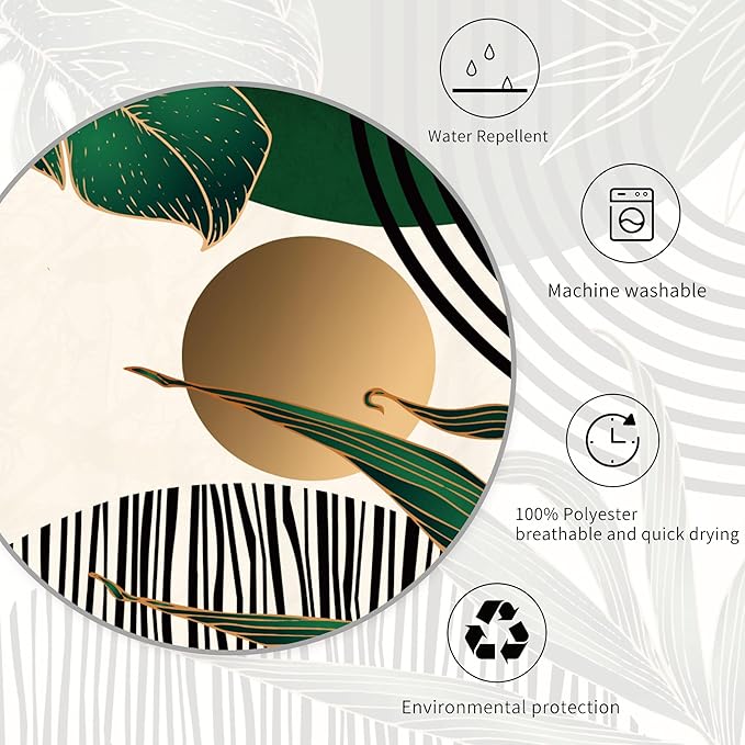 Miyotaa Emerald Green Abstract Shower Curtain Set 60Wx71H Inches Vintage Minimalist Aesthetic Modern Contemporary Plant Leaves Polyester Waterproof Cloth Bathroom Curtain with 12 Hooks