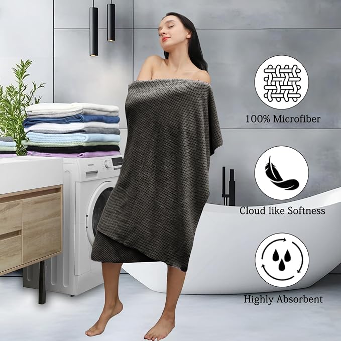 8-Piece Dark Coffee Bath Towels Set,2 Oversized Large Bath Towels Sheet,2 Hand Towels and 4 Washcloths - 600 GSM Soft Luxury Towel Set,Highly Absorbent Quick Dry Towel for Bathroom,Hotel and Spa