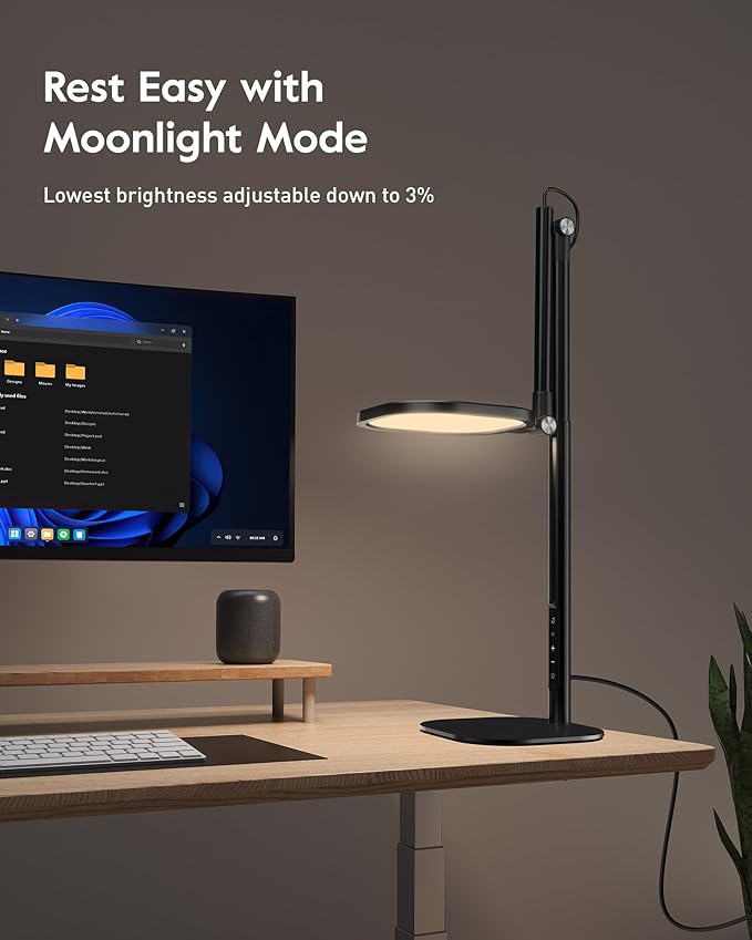 Led Desk Lamps for Home Office with Base, Tall Desk Lamp with 50 Light Modes & Memory and Timer Func Computer Light, Flexible Adjustable Table Lamps for Video Conference, Architect or Study