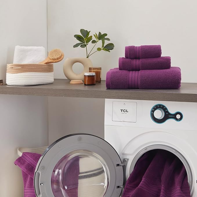 COZYART Purple Bath Towel Set for Bathroom Soft Absorbent Durable 650 GSM Turkish Cotton Towel Sets of 6, 2 Large Bath Towels, 2 Hand Towels, 2 Washclothes