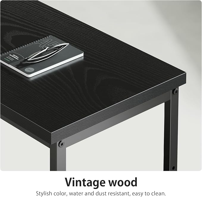 Maihail 55" Computer Desk with Drawers, Desks for Bedrooms, Writing Desk with Storage, Work Desk for Small Space, Black