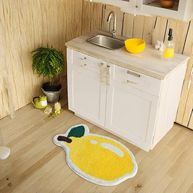 Ankah Fruit Bath Mats Cute Bathroom Rugs, Particularly Absorbent, Very Soft, and Dry Fast That Fits for Kid's Room, Bathroom or Other Room, 19.7" x 31.5", One Lemon