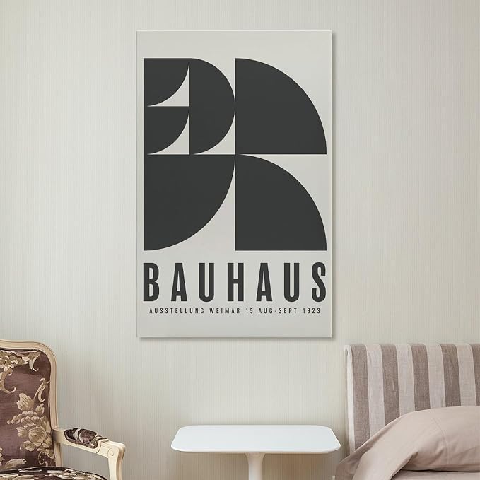 Bauhaus Poster, Exhibition Wall Art,Mid-century Modern,Abstract Retro Art,Vector Wall Art Canvas Wall Art Print Poster For Home School Office Decor Frame-style 16x24inch(40x60cm)
