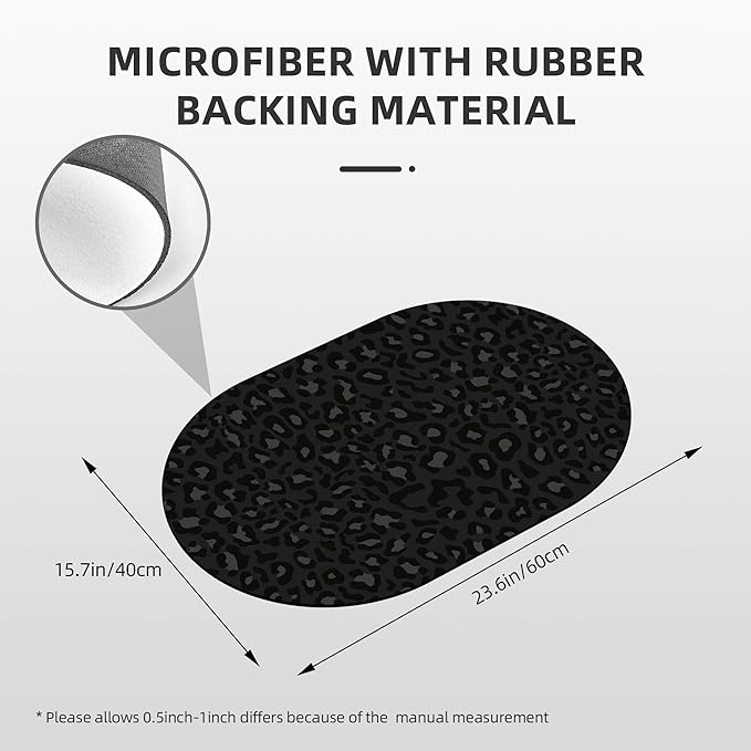 Bathroom Rug Mat Abstract Black Leopard Oval Bath Mat Doormat Absorbent Quick Dry Non Slip Diatom Mud Mat for Shower Tub Sink Laundry Kitchen Doorway 23.6x15.7 Inches