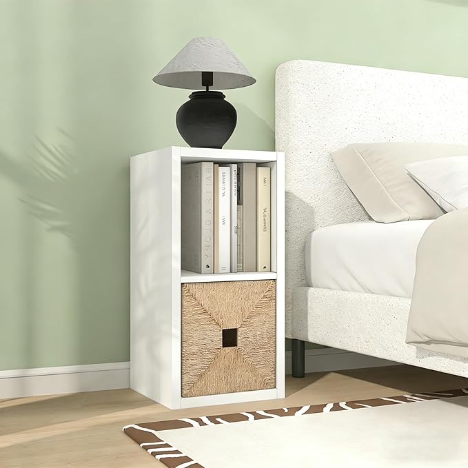 2 Cube Storage Organizer Shelf with Anti-Tipping Kits, Wooden Thick Frame, Reversible Open Back Bookcase, Horizontal and Vertical Dual-Use, White, 11 Inch