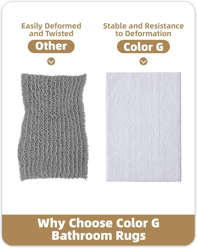 Color&Geometry White Bathroom Rugs, 24"x43" Non Slip Bath Runner Rug, Absorbent, Soft, Washable, Microfiber Bath Mat Bathroom Carpet