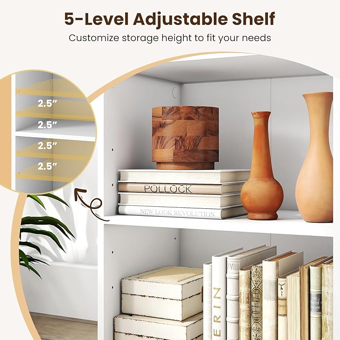 Giantex 2-Cube Bookshelf and Bookcase, 2-Layer Storage Shelf w/Large-Capacity Open Storage Space for Living Room Bedroom Study Office, Multi-Functional Furniture Display Cabinet, White