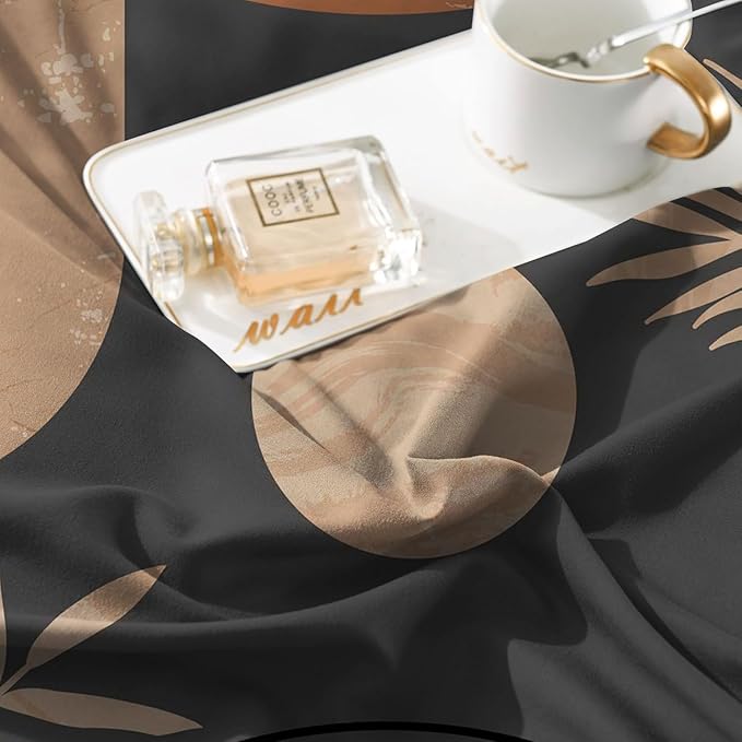 Hilioens Duvet Cover Abstract Arch Sun Modern Mid Century Boho Bedding Sets for All Seasons, 3 Pieces Home Bedroom Decorations Soft Microfiber(Queen,Brown