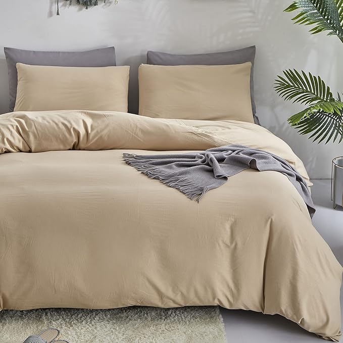 Pureant Beige Comforter Set Twin Solid Champagne Bedding Comforter Sets Light Brown Twin Comforter for Women Men Khaki Comforter Plain Taupe Twin Size Comforter Sets Soft Breanthable Tan Sand Color