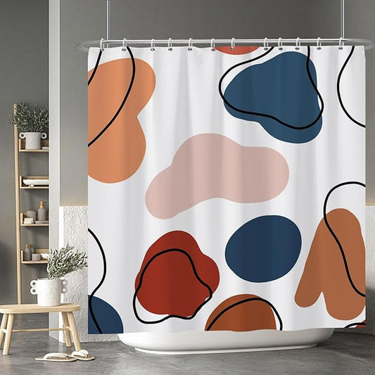 Baocicoo Abstract Bohemian Shower Curtain Pink Red Orange Texture Modern Striped Fashion Minimalism Shower Curtains for Hotel Spa Home Bathtubs Bath Waterproof Fabric with Hooks 72x72 Inches