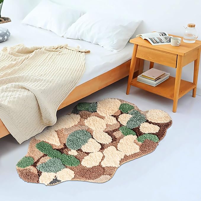 Bath Mat for Bathroom Cute Moss Decor Rug Non Slip Shaggy Bedroom Decor Home Entryway Door Mat 35.4''x23.6''