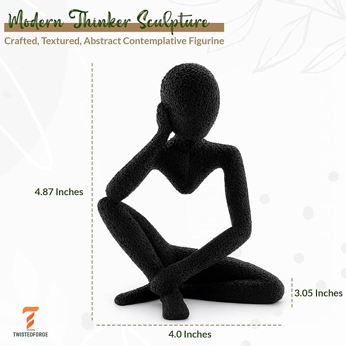 Modern Thinker Sculpture Abstract Figurine for Home, Office, or Bathroom Decor | USA Made | Durable 3D Printed PETG | Perfect for Coffee Table, Bookshelf, or Kitchen Counter