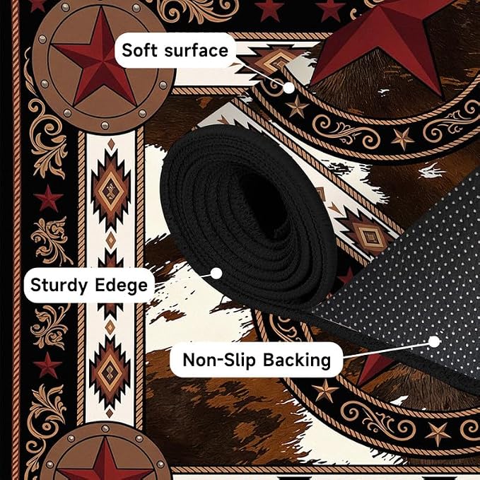 Vintage Star Rugs Non Slip Rustic Farmhouse Floor Mat Washable Carpet for Bedroom Living Room Nursery Playroom Classroom Home Decor,4'x6'