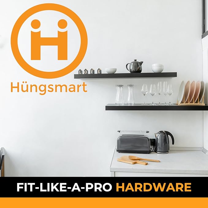 HÜNGSMART 48 Inch Wooden Floating Shelf – Supports 300lbs – 10 inch Deep - Carpenter Designed - Engineered Wood 4 foot Long - Black Stained Walnut Finish – Includes Laser Welded Precision Wall Bracket