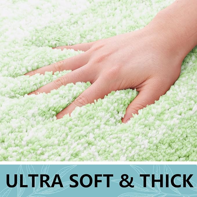 Arotive Microfiber Bathroom Rugs, Shaggy Soft and Absorbent Bath Rug, Non-Slip, Thick Plush Machine Washable Dry Bath Mats for Bathroom, Tub and Shower, 24x16, Sage Green, Rectangular