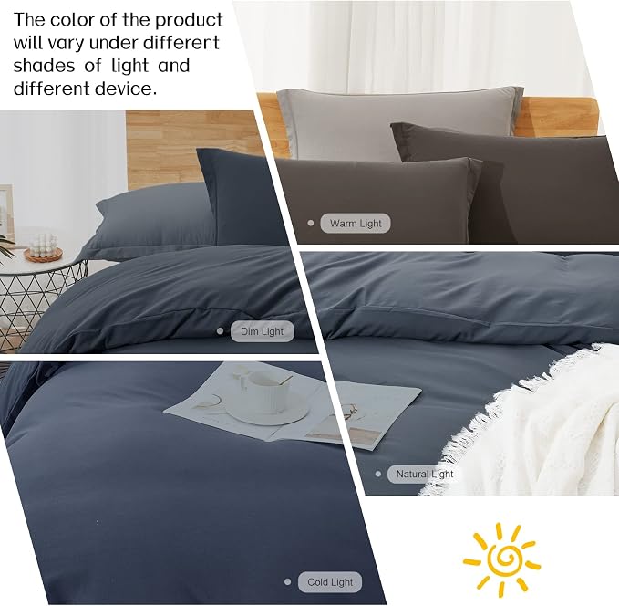 Dreaming Wapiti Duvet Cover Queen,Washed Microfiber Dark Grey Queen Size Duvet Cover Set,Solid Color - Soft and Breathable with Zipper Closure & Corner Ties (Dark Gray, Queen)