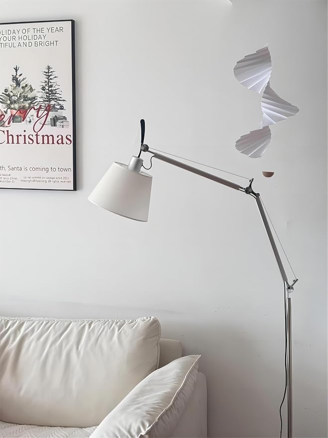 LIGHTLAND Modern Nordic Medieval ins Wind Cloth Cover Floor lamp Living Room Bedroom Study Table Double Rocker arm Adjustable Fishing Light - Small