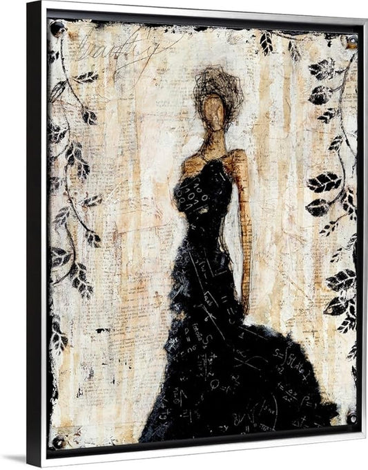 CANVAS ON DEMAND Dark Beauty Black Float Framed Canvas Wall Art Print by Erin Ashley, Abstract, Contemporary, Figurative, Glam, Home Decor, Woman, Trendy Artwork,16" x20in