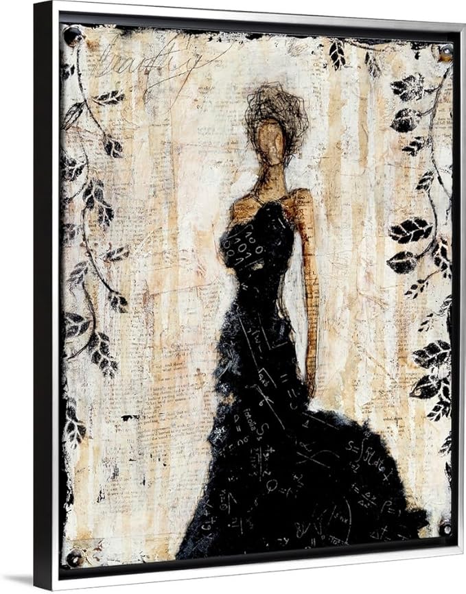 CANVAS ON DEMAND Dark Beauty White Float Framed Canvas Wall Art Print by Erin Ashley, Abstract, Contemporary, Figurative, Glam, Home Decor, Woman, Trendy Artwork, 16" x20in