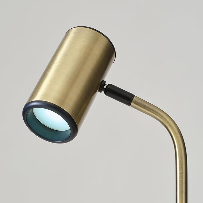 Brightech Ezra Office Desk Lamp – Wireless Charging Pad and Color Temperature Changing Light Options – Living Room or Den Table Light for Art Deco, Mid-Century, Contemporary Décor - Brass