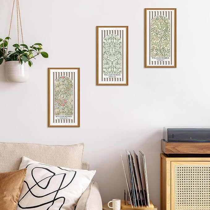 Ausril Boho Flower Wall Decor,William Morris Wall Art,Flower Market Artwork,Matisse Flower Art,Vintage Floral Wood Decor,William Morris Lily Sunflower Botanical Wildflower Sign for Living Room Bedroom