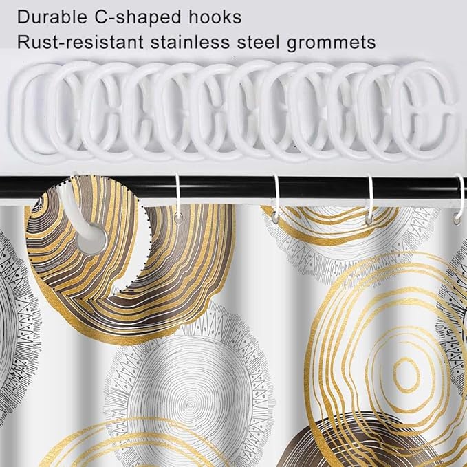 Modern Abstract Shower Curtain, 72x84 inch Polyester, Circle Geometric Pattern Shower Curtain Sets, Mid Century Style Bathroom Curtains Decor Set with 12 Hooks YLOKTP0353