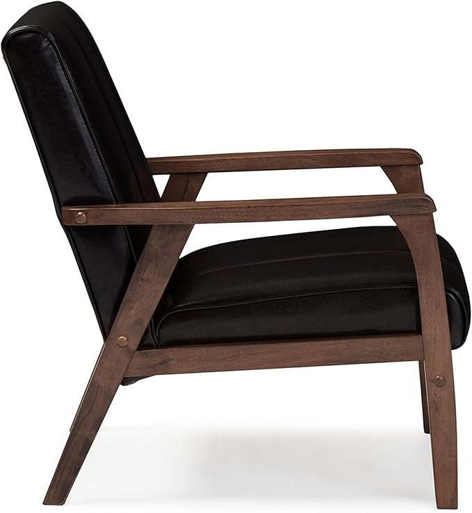 Baxton Studio BBT8011A2-Brown Living-Room-Chairs, Medium, Leather, Dark Brown